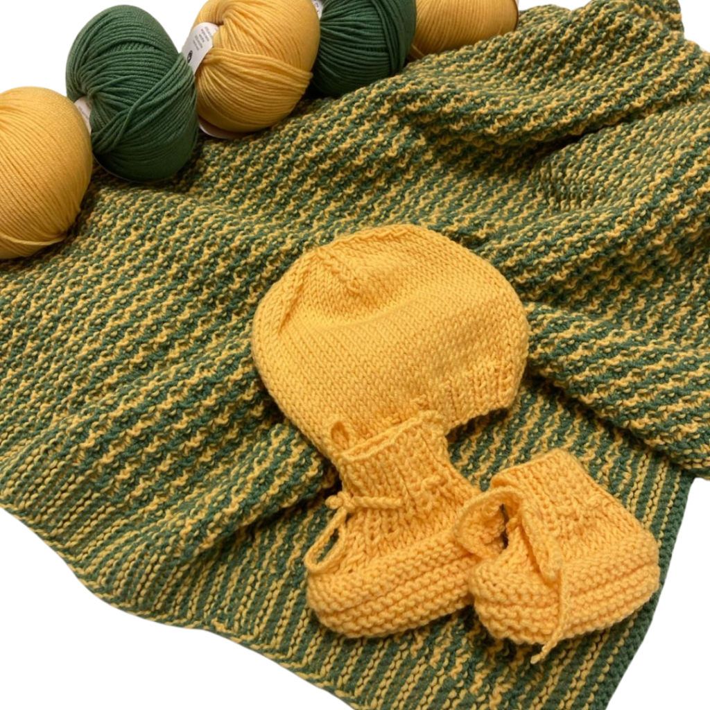 Copertina neonato ai ferri e uncinetto gomitolo lana merino Perfet Lanaio